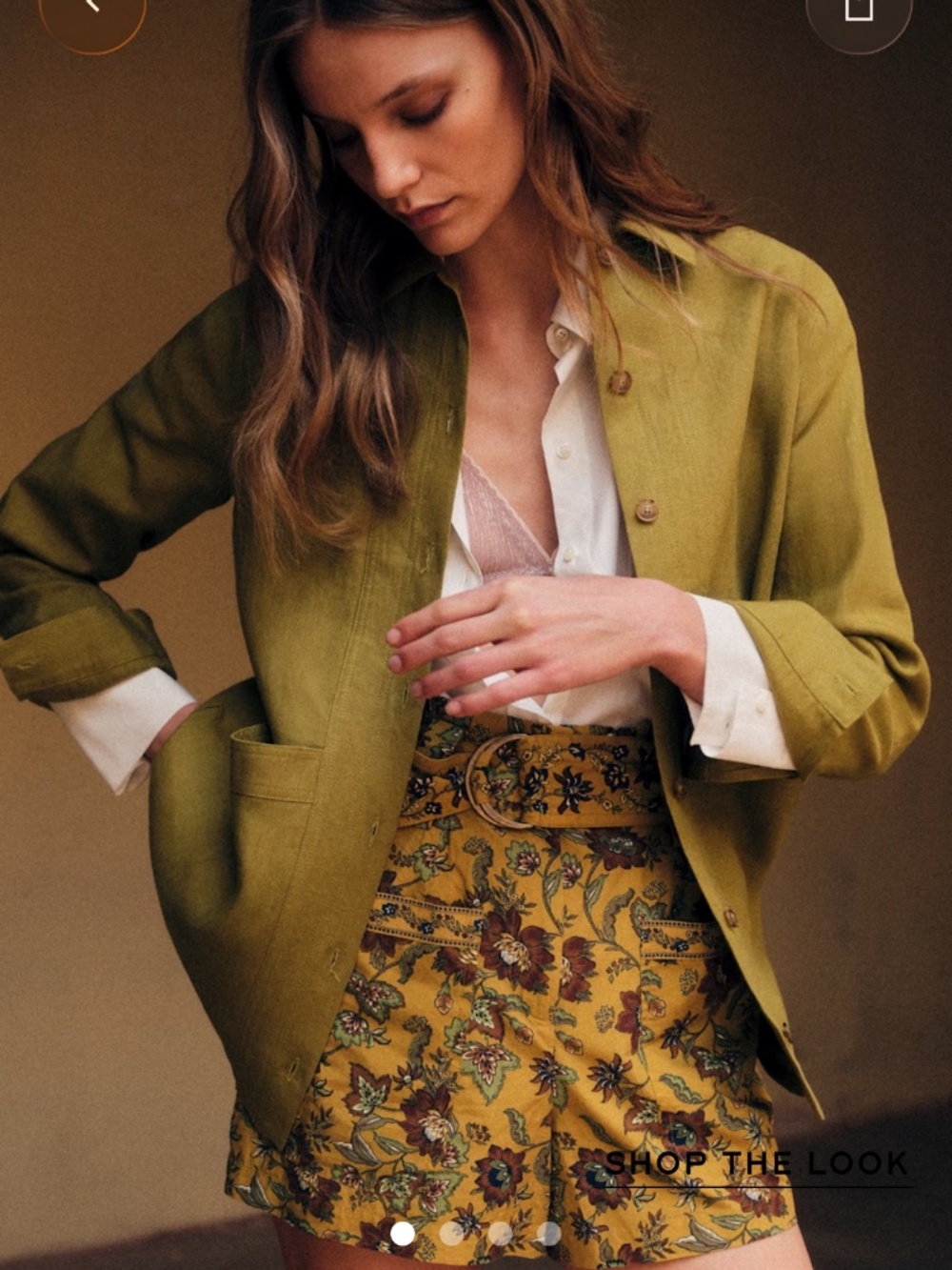 Sezane Will Jacket in linen - golden olive
